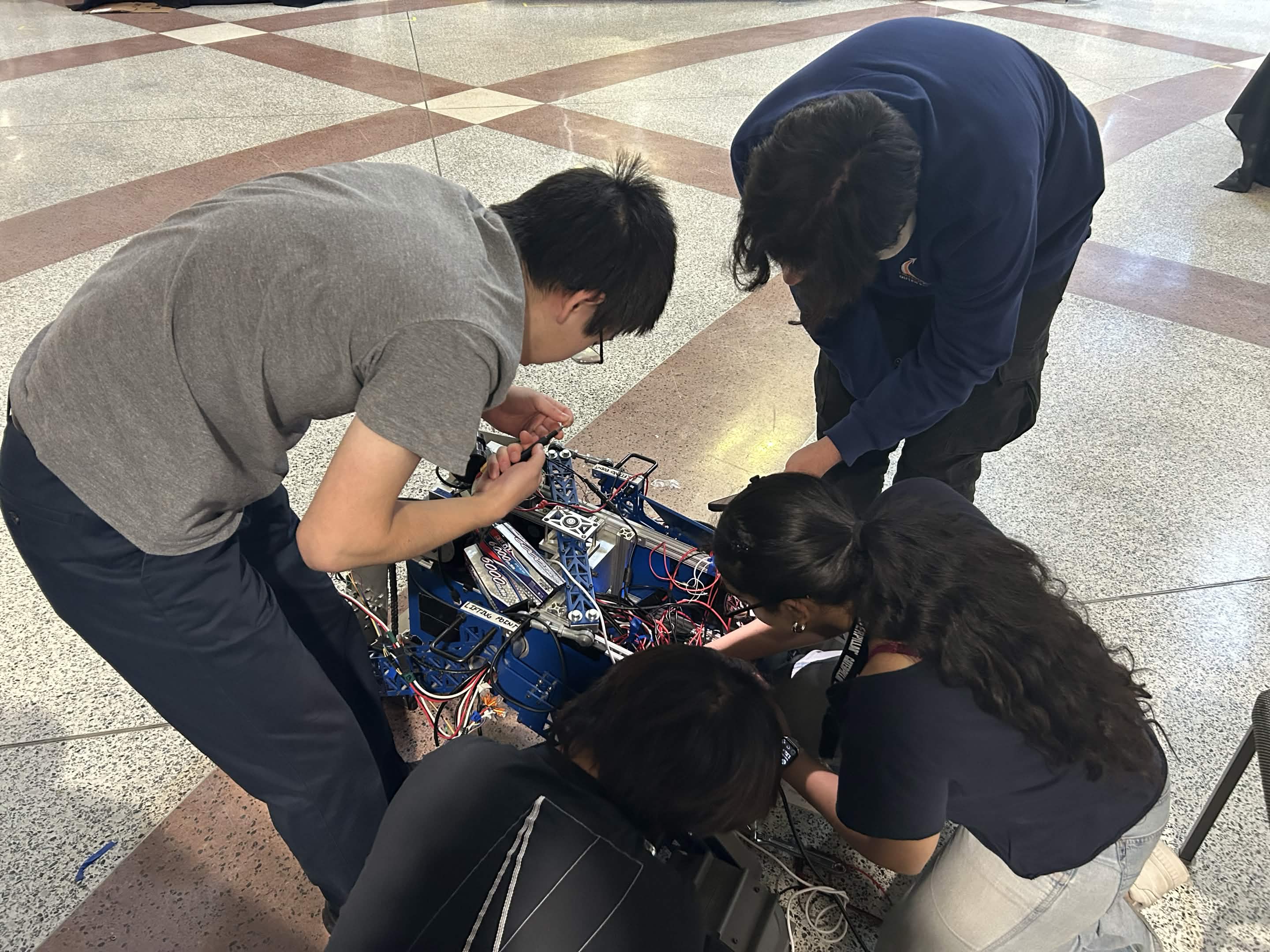 Lunabotics team working on the rover